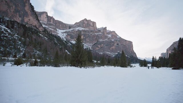 Winter in the Dolomites. Vallunga in Val Gardena. Langental