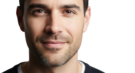 Obraz premium A smiling man with a short beard and mustache on transparent background