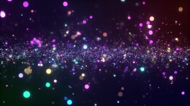 4K seamless loop festive abstract background multicolor glitter cinematic surreal ethereal ambience cascading softly glowing futuristic abstract unique style