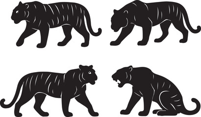Obraz premium Vector illustration of a zebra and tiger with striped wildlife animal design