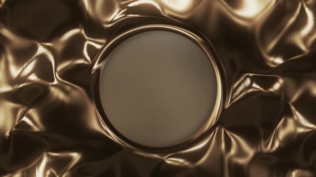 Luxurious rippling waves of golden silky satin fabric. Elegant liquid metallic gold effect background. Full HD and looping luxury background animation with copy space for logo or text.
