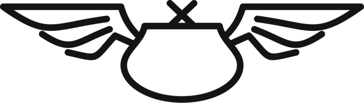 Stylized golden snitch icon with outstretched wings for quidditch game