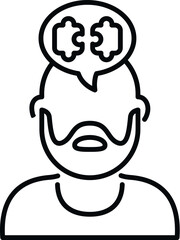 Obraz premium Bearded man icon showing a speech bubble with two puzzle pieces connecting