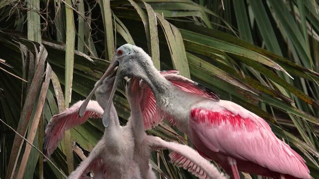 Roseate spoonbills nesting in Florida 