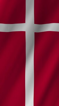 Vertical Denmark Flag Waving Animation, 4K Quality