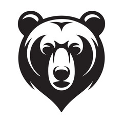 Minimal bear face icon silhouette icon line art vector illustration for branding projects