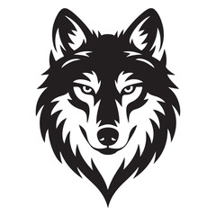 Fototapeta premium Minimal wolf face icon silhouette line art vector illustration for design
