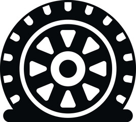 Obraz premium Flat tire icon showing a deflated automobile wheel