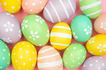 Fototapeta premium Full background of colorful pastel Easter eggs