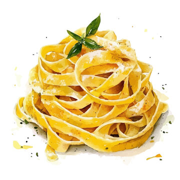 watercolor of Pasta draw illustration, isolated on a white background.
