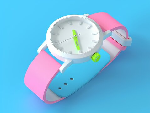Colorful wristwatch with flowing strap design