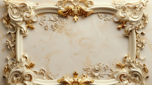 Ornate gold frame with oval plaster panel
