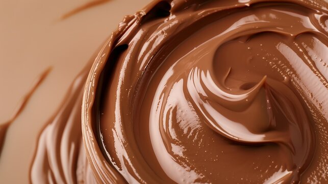 Melted milk chocolate with glossy flowing curves