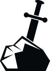 Fototapeta premium Legendary sword sticking out of an ancient stone, representing power and destiny