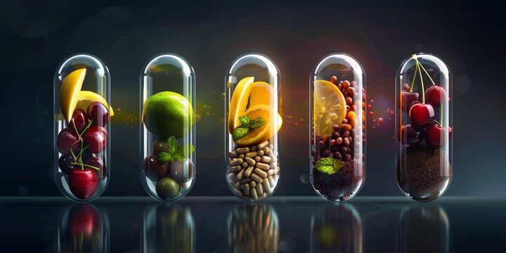 Glass capsules with assorted natural contents
