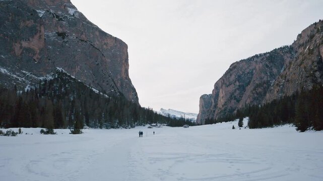 Winter in the Dolomites. Vallunga in Val Gardena. Langental