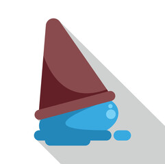 Fototapeta premium Blue rounded character melting into a puddle under a brown pointed hat