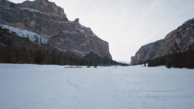 Winter in the Dolomites. Vallunga in Val Gardena. Langental