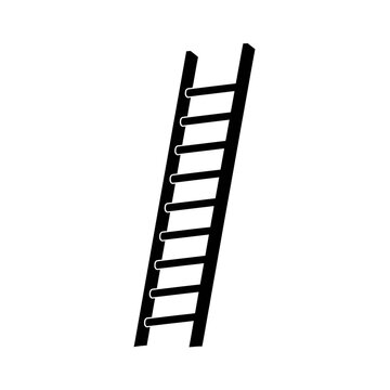 Simple black and white illustration of a leaning ladder