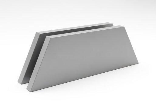 A precise geometric rendering of an isolated, flat, gray trapezium shape illustrating parallel sides and angles on a clean white background, drafting, vertex, abstract