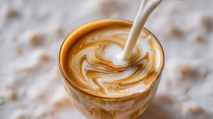 Latte Art on Creamy Milk in a Clear Cup