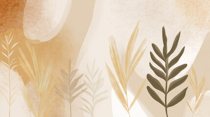 Abstract Watercolor Illustration with botanical elements