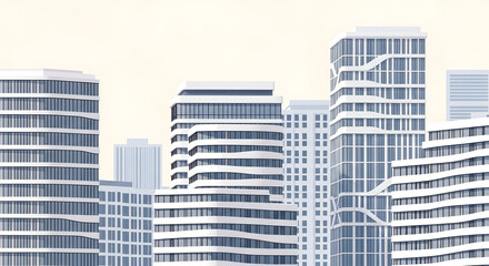 Fototapeta premium Gray futuristic buildings cityscape vector design