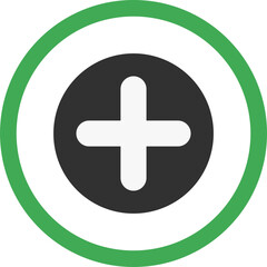 Obraz premium Green medical plus cross symbol icon isolated on transparent background