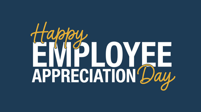 Clean Happy Employee Appreciation Day Script Typography for Professional Corporate Emails, Staff Newsletters, and Workplace Recognition Graphics