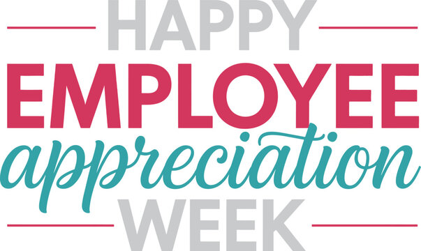 Colorful Happy Employee Appreciation Week Typography for Internal Communications, Staff Appreciation Events, and Corporate Human Resources Marketing