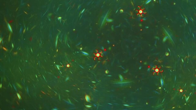 Abstract motion graphic with floating particles shifting speed from slow to fast