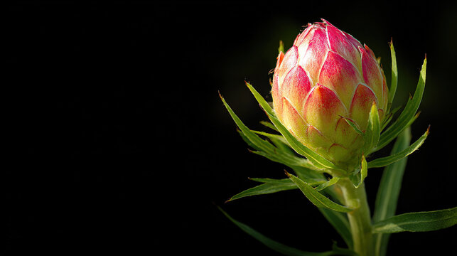Close-up of a budding flower with green stem