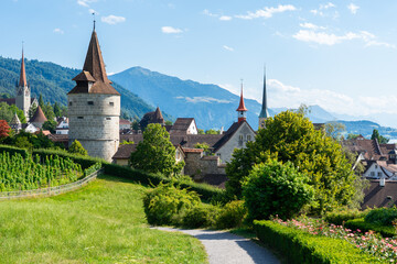 Zug old town cityscape with historic buildings, Switzerland