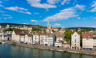 Obraz premium Aerial panoramic view of Zurich old town cityscape, Switzerland