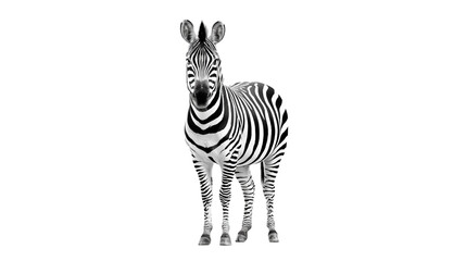 Obraz premium Wild African zebra isolated front view for wildlife conservation and zoo themes.