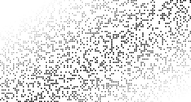 Blue glowing pixel technology background. Futuristic abstract design with glowing grid, geometric patterns, and dark matrix elements for modern digital technology presentations.