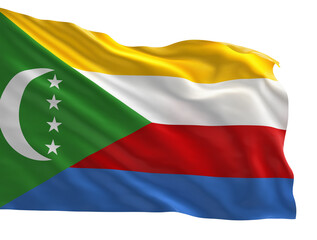 Realistic 3D render of the Comoros national flag, high quality fabric texture