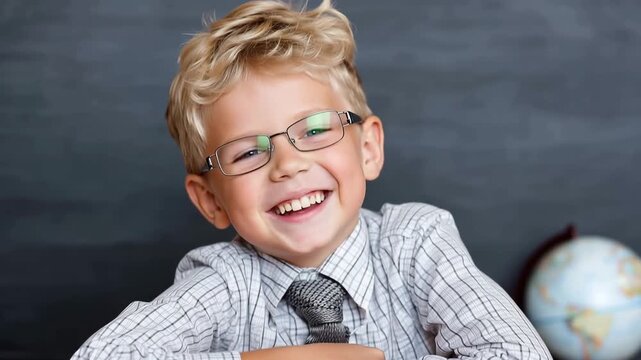 Kid shows different emotions in classroom setting