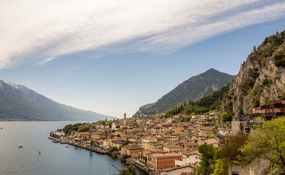 Panoramic view of Limone sul Garda in northern Italy
