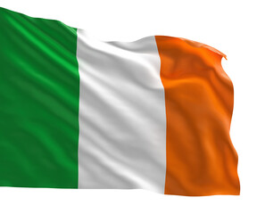 Obraz premium Realistic 3D render of the Ireland national flag, high quality fabric texture