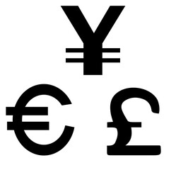 Obraz premium Three Currency Symbols Financial Icon