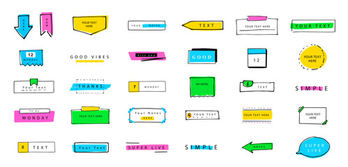 Highlight hand drawn underline. Handwriting line text. Vector set scribbles, underline marker lines for text, notes or title. 
