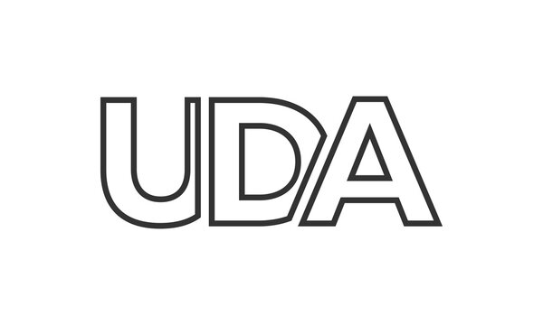 UDA logo design template with strong and modern bold text. Initial based vector logotype featuring simple and minimal typography. Trendy company identity.