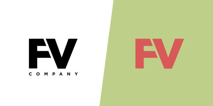 Letter F and V, FV logo design template. Minimal monogram initial based logotype.
