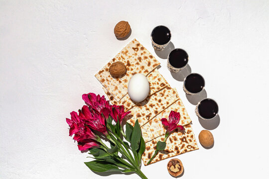 Passover celebration with traditional holiday items