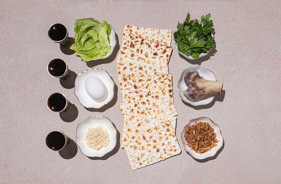 Traditional Passover seder plate with symbolic foods