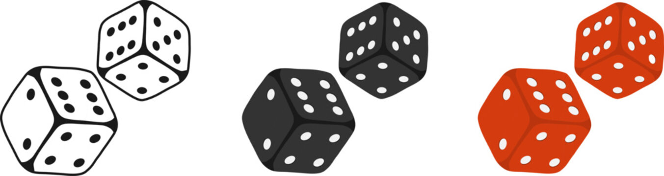 Dice, dice set, dice icon isolated on white background. Vector, designer illustration, web banner. Vector.