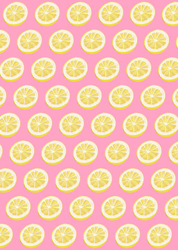 Lemon pattern on pink background illustration