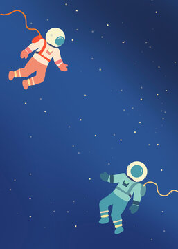 Illustrative astronauts exploring the cosmos