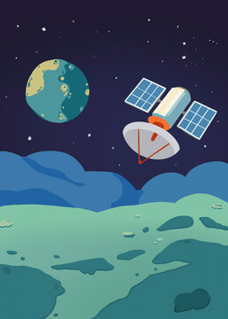 Satellite exploring space with earth in view